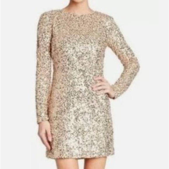 Dress The Population Lolita Gold Sequin Mini Dress Size S - Picture 1 of 9